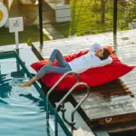 Cojín para piscina Fatboy de tela Oxford